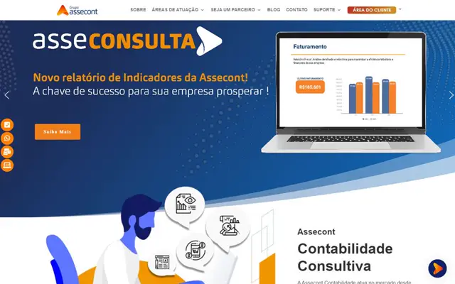 Página inicial do site da Assecont
