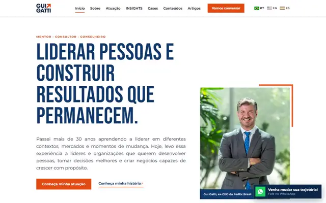Página inicial do site de Gui Gatti