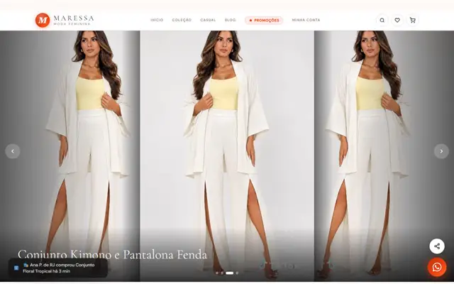 Página inicial da loja Maressa Moda Feminina